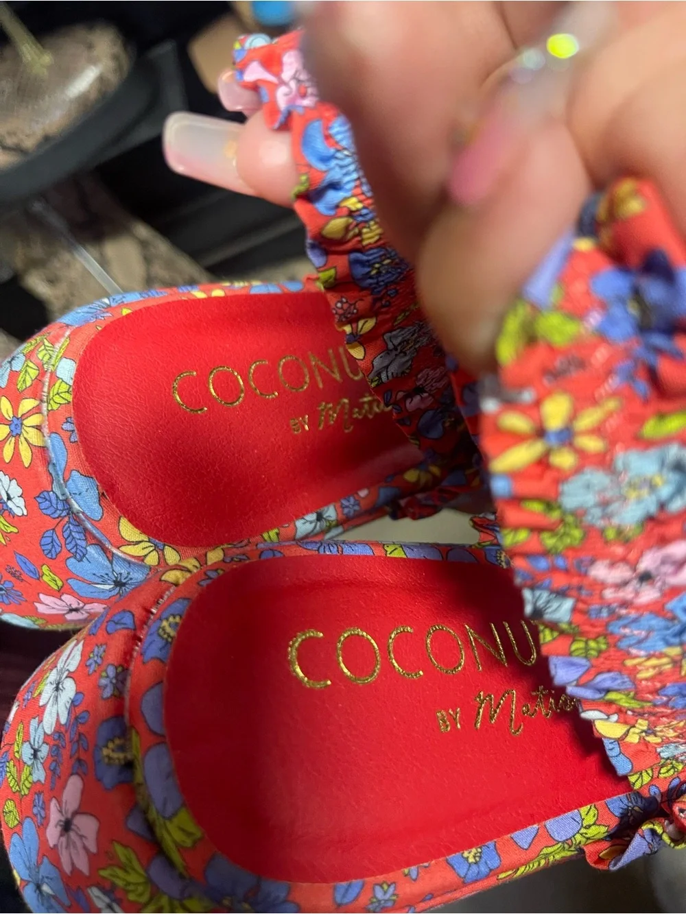 NWOB Coconuts by Matisse Jean Red🌸 Floral Platform Strappy Sandals size 8
